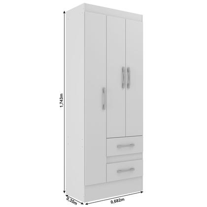 Imagem de Guarda-Roupa Infantil Tiana 3 Portas 2 Gavetas Cor Branco
