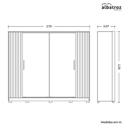 Imagem de Guarda Roupa Jacarandá Ripado com Portas de Correr Albatroz