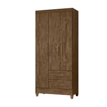 Imagem de Guarda Roupa Lima Castanho Wood 3 Portas 2 Gavetas Moval