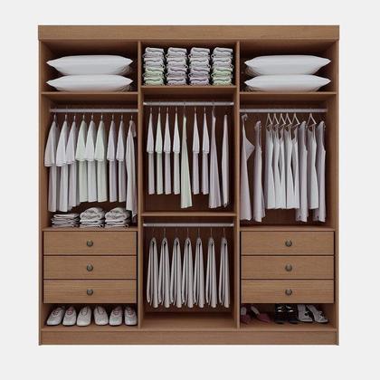 Imagem de Guarda-Roupa MDF Fenix 06 Portas de Bater 06 Gavetas Marrom/Cinamomo/Off White