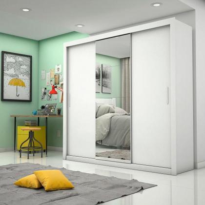 Imagem de Guarda-Roupa Melissa Glass 3 Portas Com Espelho Branco Carioca Móveis