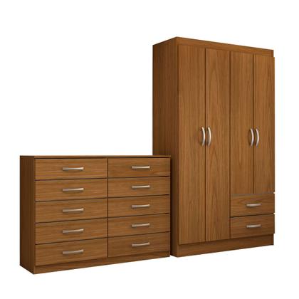 Imagem de Guarda-Roupa Mila 4 Portas 2 Gavetas com Cômoda 10 Gavetas Cinamomo - Panorama Móveis