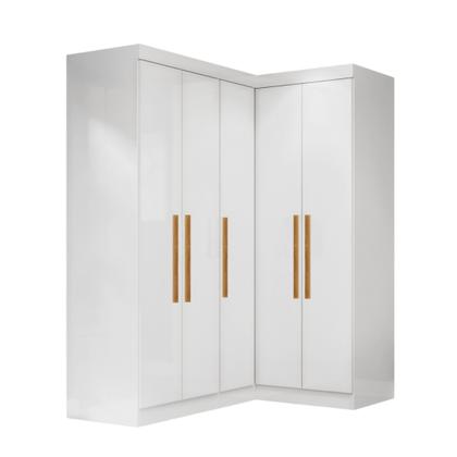 Imagem de Guarda-Roupa Modulação 2 Canto com Puxadores MDF Paris Branco