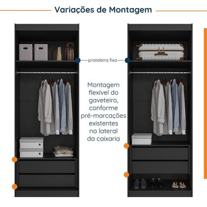 Imagem de Guarda Roupa Modulado 2 Portas Reflecta com Cabideiro e 2 Gavetas Hera CabeCasa MadeiraOriginals