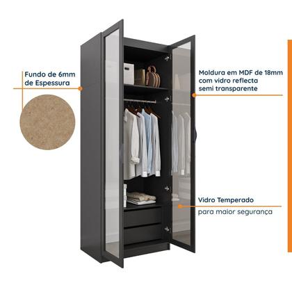 Imagem de Guarda Roupa Modulado 2 Portas Reflecta com Cabideiro e 2 Gavetas Hera CabeCasa MadeiraOriginals
