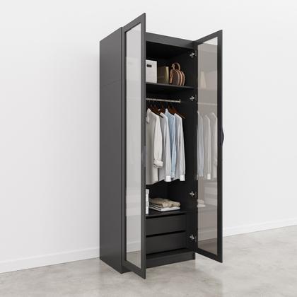 Imagem de Guarda Roupa Modulado 2 Portas Reflecta com Cabideiro e 2 Gavetas Hera CabeCasa MadeiraOriginals