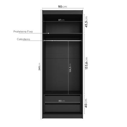 Imagem de Guarda Roupa Modulado 2 Portas Reflecta com Cabideiro e 2 Gavetas Hera CabeCasa MadeiraOriginals