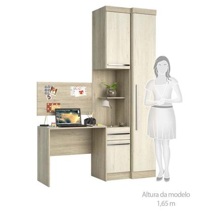 Imagem de Guarda Roupa Modulado 3 Portas 1 Gaveta com Escrivaninha e Painel Master Luciane Móveis
