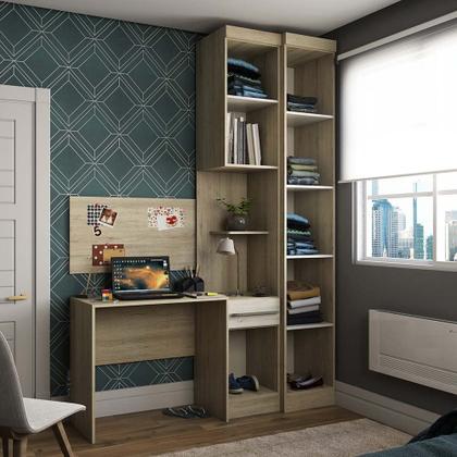 Imagem de Guarda Roupa Modulado 3 Portas 1 Gaveta com Escrivaninha e Painel Master Luciane Móveis