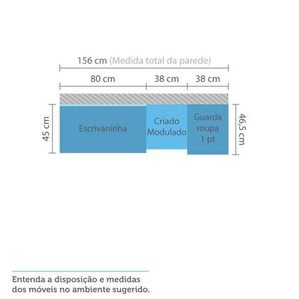 Imagem de Guarda Roupa Modulado 3 Portas 1 Gaveta com Escrivaninha e Painel Master Luciane Móveis
