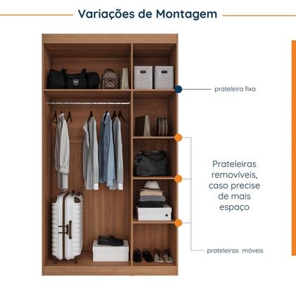 Imagem de Guarda Roupa Modulado 3 Portas com Cabideiro Hera CabeCasa MadeiraOriginals