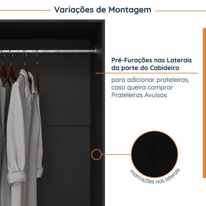 Imagem de Guarda Roupa Modulado 3 Portas com Cabideiro Hera CabeCasa MadeiraOriginals
