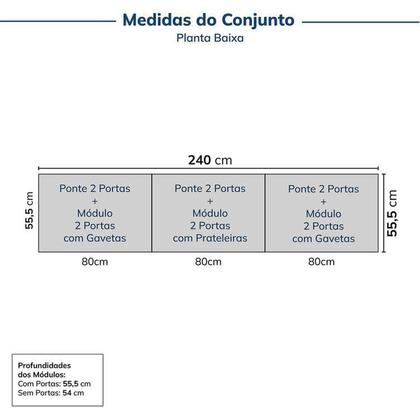 Imagem de Guarda-roupa Modulado 6 Peças 12 Portas Jade Cabecasa Madeiramadeira