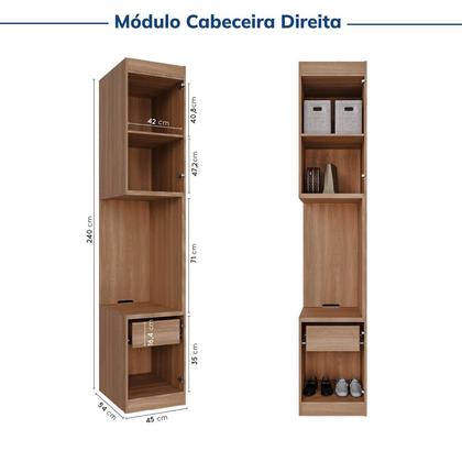 Imagem de Guarda-roupa Modulado 7 Portas 4 Peças Hera Cabecasa Madeiramadeira Louro/Branco Geada/Cinza