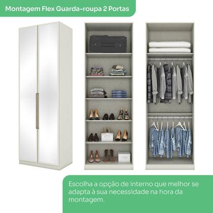Imagem de Guarda-roupa Modulado 80cm 2 Portas com Espelho Cabideiro Multiuso Seletto Henn - Areia HP