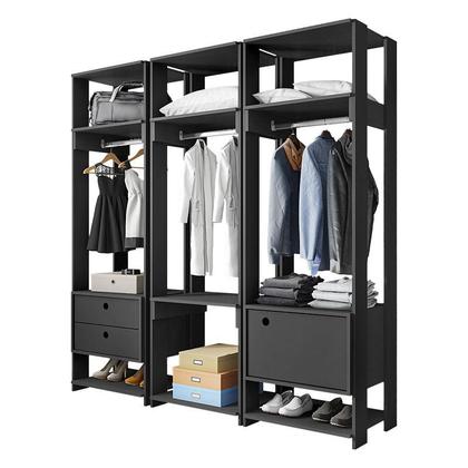 Imagem de Guarda Roupa Modulado Ambiente Titan 3 Peças Preto - Móveis Leão