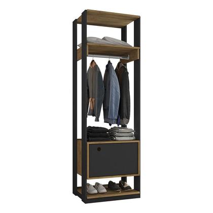 Imagem de Guarda Roupa Modulado Ambiente Titan com Porta Preto Freijó - Móveis Leão