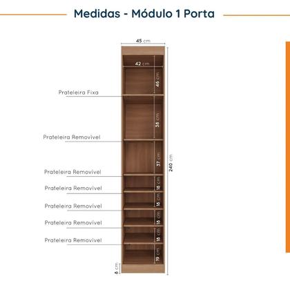 Imagem de Guarda Roupa Modulado Canto 12 Portas 6 Peças Hera CabeCasa MadeiraMadeira Louro/Branco Geada