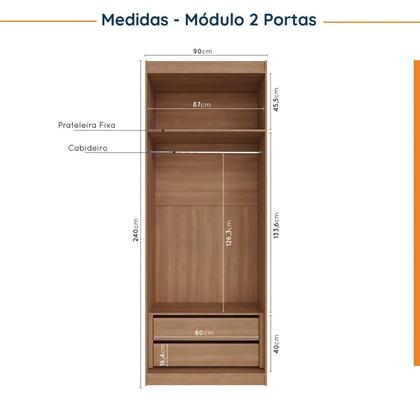 Imagem de Guarda Roupa Modulado Canto 12 Portas 6 Peças Hera CabeCasa MadeiraMadeira Louro/Branco Geada