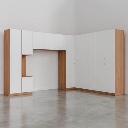 Imagem de Guarda Roupa Modulado Canto 12 Portas 6 Peças Hera CabeCasa MadeiraMadeira Louro/Branco Geada
