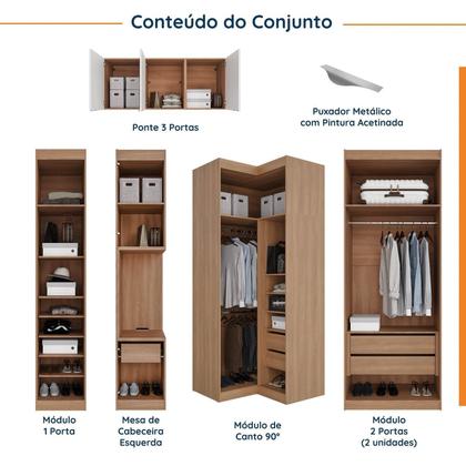 Imagem de Guarda Roupa Modulado Canto 12 Portas 6 Peças Hera CabeCasa MadeiraMadeira Louro/Branco Geada