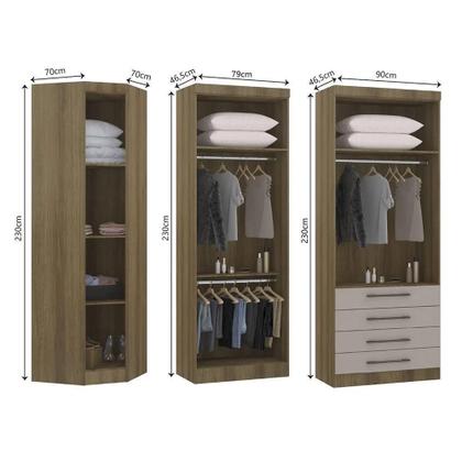 Imagem de Guarda Roupa Modulado Canto 5 Pts 4 Gavetas Avelã/Cinammon