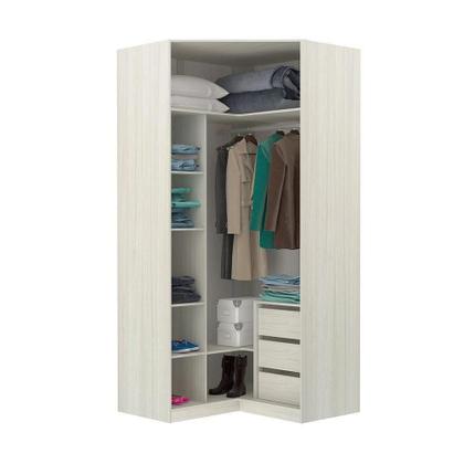 Imagem de Guarda-Roupa Modulado Canto Closet 2 Portas 1 Cabideiro 7 Prateleiras Luciane Móveis