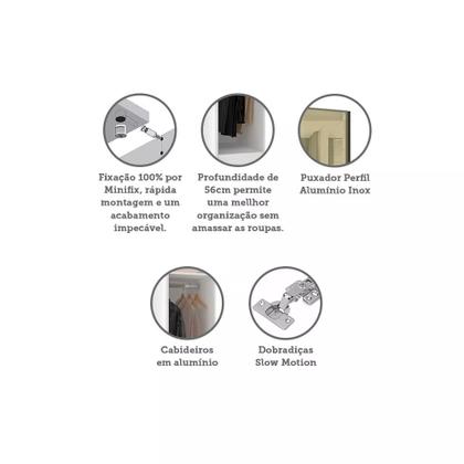 Imagem de Guarda Roupa Modulado Canto Reto 1 Porta 80cm com Vidro Reflecta Bronze Prime Luciane Móveis