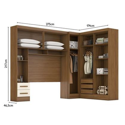 Imagem de Guarda-roupa Modulado Casal 3 Peças 5 Portas 5 Gavetas com Maleiro Smart Plus