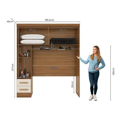 Imagem de Guarda-roupa Modulado Casal 3 Peças 5 Portas 5 Gavetas com Maleiro Smart Plus