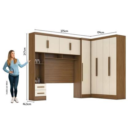 Imagem de Guarda-roupa Modulado Casal 3 Peças 5 Portas 5 Gavetas com Maleiro Smart Plus