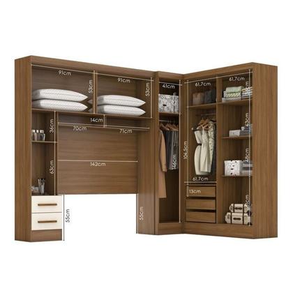 Imagem de Guarda-roupa Modulado Casal 3 Peças 5 Portas 5 Gavetas com Maleiro Smart Plus