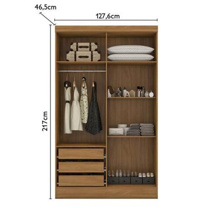 Imagem de Guarda-roupa Modulado Casal 3 Peças 5 Portas 5 Gavetas com Maleiro Smart Plus