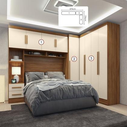 Imagem de Guarda-roupa Modulado Casal 3 Peças 5 Portas 5 Gavetas com Maleiro Smart Plus