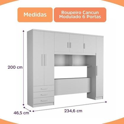 Imagem de Guarda-Roupa Modulado Casal 6 Portas 3 Gavetas Top Cancun Yescasa Marrom/Nature/Cinza