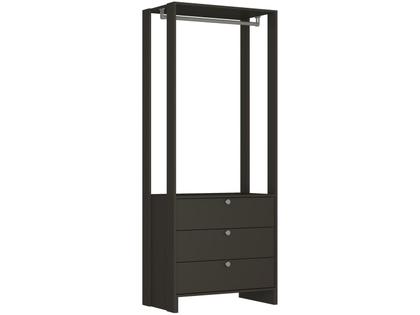Imagem de Guarda-Roupa Modulado Closet 2 Peças 2 Cabideiros e 6 Gavetas Yes Preto/Grafite Intenso