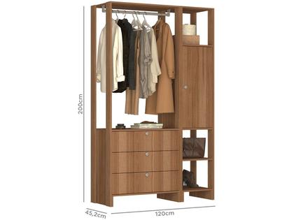 Imagem de Guarda-Roupa Modulado Closet 2 Peças Cabideiro 3 Gavetas Porta com 2 Prateleiras e 4 Nichos Yes Marr