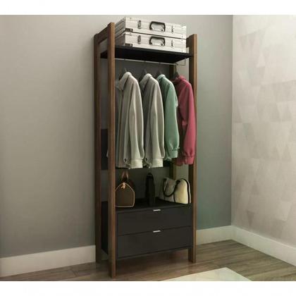 Imagem de Guarda Roupa Modulado Closet Az1011 Preto Nogal Preto Nogal