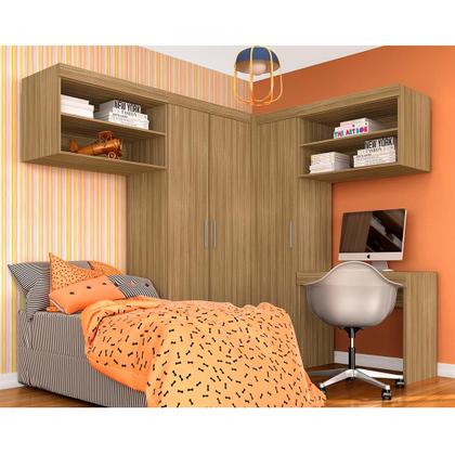 Imagem de Guarda Roupa Modulado Com Escrivaninha Luzia Boreal - Móveis Arapongas