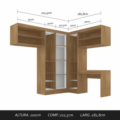 Imagem de Guarda Roupa Modulado Com Escrivaninha Luzia Boreal - Móveis Arapongas