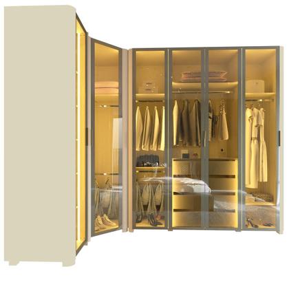 Imagem de Guarda Roupa Modulado com LED e Vidro Reflecta 6 Portas com Pés MDF Innova Gelius