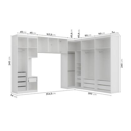 Imagem de Guarda Roupa Modulado de Canto 12 Portas 6 Peças 1 Mesa de Cabeceira Hera CabeCasa MadeiraMadeira