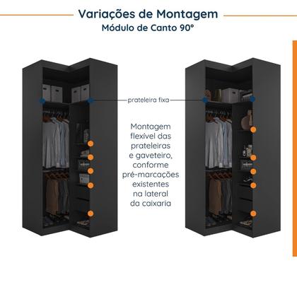 Imagem de Guarda Roupa Modulado de Canto 3 Peças 4 Portas e Escrivaninha Hera CabeCasa MadeiraMadeira