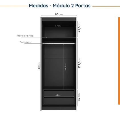 Imagem de Guarda Roupa Modulado de Canto 3 Peças 4 Portas e Escrivaninha Hera CabeCasa MadeiraMadeira