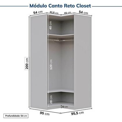 Imagem de Guarda-Roupa Modulado de Canto 3 Peças sem Portas Jade CabeCasa MadeiraMadeira