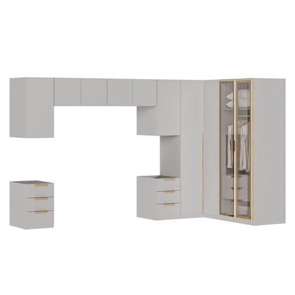 Imagem de Guarda-Roupa Modulado de Canto 8 Peças 10 Portas Jade CabeCasa MadeiraOriginals Cinza/Urbano/Avelã
