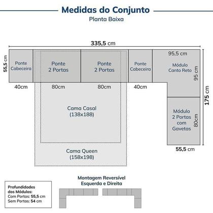 Imagem de Guarda-Roupa Modulado de Canto 8 Peças 10 Portas Jade CabeCasa MadeiraOriginals Cinza/Urbano/Avelã