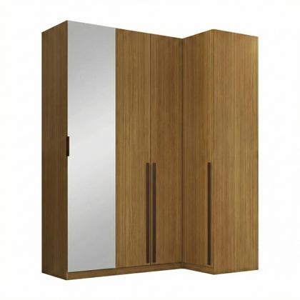 Imagem de Guarda Roupa Modulado de Canto Reto 4 Portas com Espelho Freijó Altezza Trend