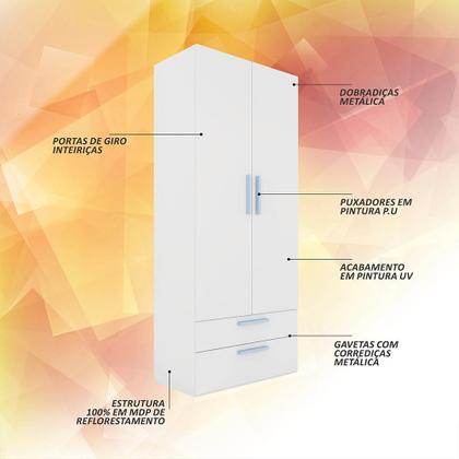 Imagem de Guarda Roupa Modulado Infantil Com Escrivaninha Joy Branco/azul - M.a