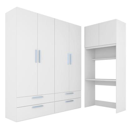 Imagem de Guarda Roupa Modulado Infantil Com Escrivaninha Joy Branco/azul - M.a